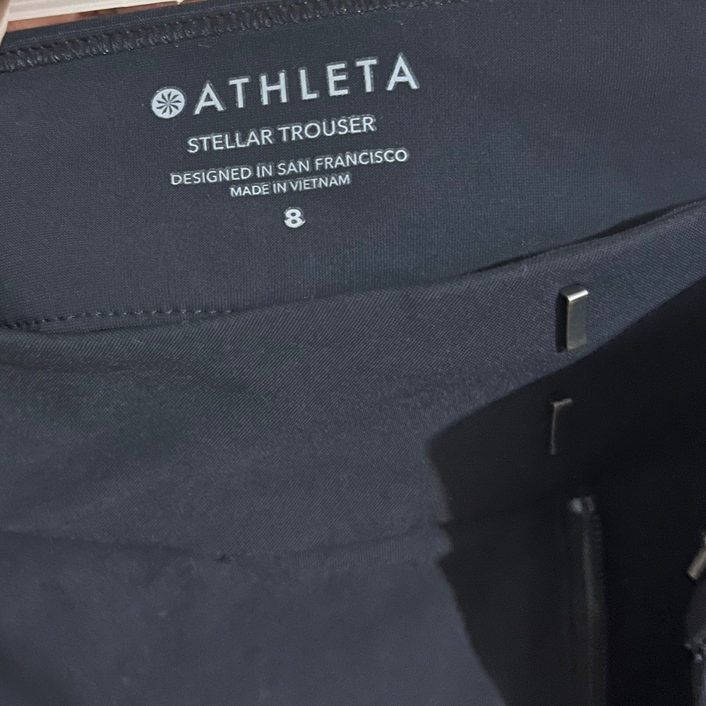 Athleta Women’s Black ‘Stellar Trouser’ ATHLEISURE Raw Hem High Rise Pants Sz-8 - Picture 6 of 8